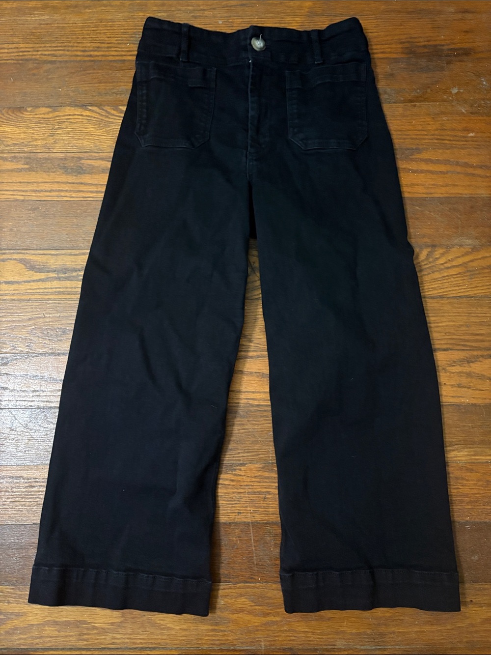 Maeve anthropologie Collette Black Wide-Leg Cropped Denim Jeans Women’s Size 31